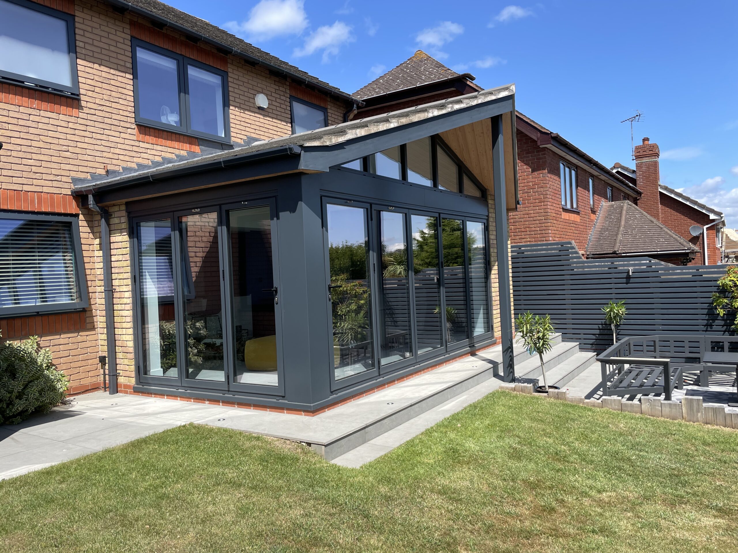 Modern kitchen extension with bifold doors in Coventry